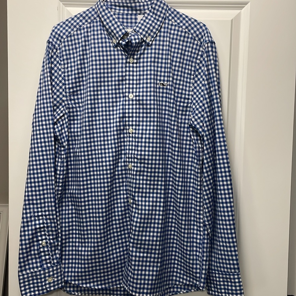 Vineyard Vines Classic Fit Gingham Performance Whale shirt